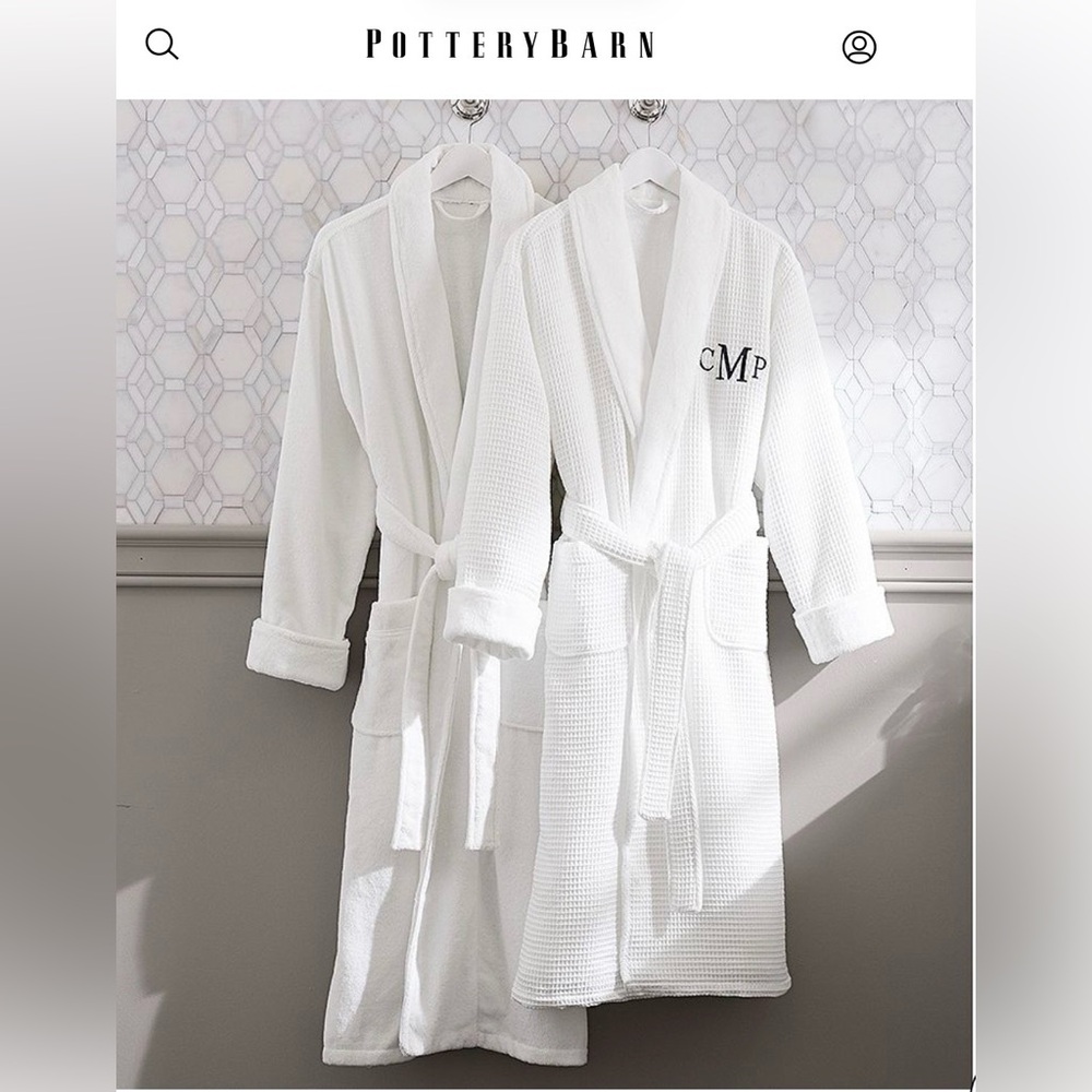 Pottery Barn Soft White Terry clothe Cotton Robe Spa - Picture 4 of 13